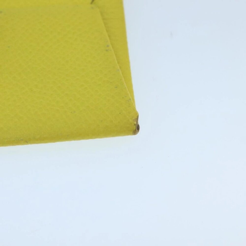 HERMES Bastia Coin Purse Leather Yellow Silver Auth ar12907 - Picture 4 of 16